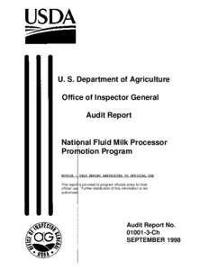 `  U. S. Department of Agriculture Office of Inspector General Audit Report