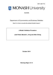 ISSN 1440-771X  Australia Department of Econometrics and Business Statistics http://www.buseco.monash.edu.au/depts/ebs/pubs/wpapers/