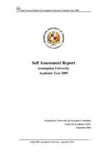 Self Assessment Report of Assumption University (Academic YearSelf Assessment Report Assumption University Academic Year 2009