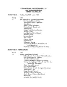 GUIDE TO SUPPLEMENTAL SCHEDULES � 1860 NEBRASKA CENSUS � SERIES ONE, ROLL #2 �