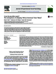 Journal of Experimental Social Psychology[removed]–190  Contents lists available at ScienceDirect Journal of Experimental Social Psychology journal homepage: www.elsevier.com/locate/jesp