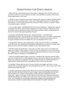 Questions for Discussion 1. Ellen calls this a fictionalized version of her years in Guatemala. Does the book feel to you more like a memoir or a novel? Why do you think it was classified as a memoir, and is this an hone