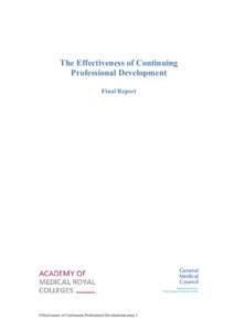 The Effectiveness of Continuing Professional Development - Final Report