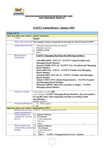 The Egyptian Alumni Association for the Ship for World Youth EASWY Annual Report January 2013 EASWY Annual Report - January 2013 BASIC FACTS Basic facts about your country’s Alumni Association: