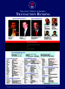 THE ASSET TRIPLE A AWARDS  TRANSACTION BANKING Corporate Achievement Awards **  Industry Leadership Awards