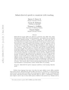 Infant-directed speech is consistent with teaching Baxter S. Eaves Jr Rutgers University–Newark Naomi H. Feldman