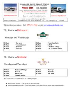 DISCOVER LAKE TAHOE TOURS SIGHTSEEING TOURS / BUS CHARTERS W Wiinntteerr[removed]