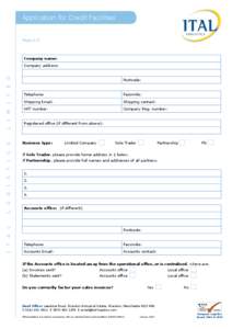 Application for Credit Facilities  Page 1/3 Company name: