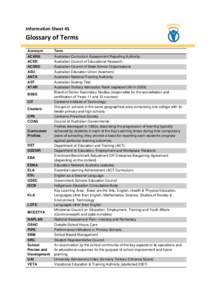 Information Sheet 45  Glossary of Terms Acronym  Term