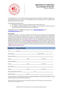 Application for Registration as an Architect