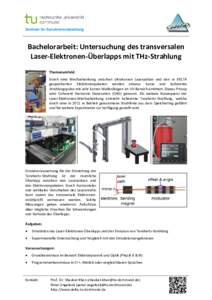 Zentrum für Synchrotronstrahlung  Bachelorarbeit: Untersuchung des transversalen Laser-Elektronen-Überlapps mit THz-Strahlung Themenumfeld: Durch eine Wechselwirkung zwischen ultrakurzen Laserpulsen und den in DELTA