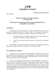 立法會 Legislative Council LC Paper No. CB[removed]Ref: CB2/P/15  Paper for the House Committee Meeting on