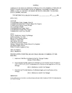 AGENDA AGENDA OF THE SPECIAL SESSION OF THE MAYOR AND COUNCIL OF THE CITY OF BISBEE, COUNTY OF COCHISE, STATE OF ARIZONA, TO BE HELD ON MONDAY, APRIL 14,2014, AT 7:00PM IN THE BISBEE MUNICIPAL BUILDING, 118 ARIZONA STREE