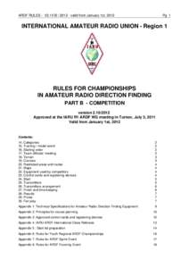 ARDF RULES - V2.10 B[removed]valid from January 1st, 2012  Pg 1 INTERNATIONAL AMATEUR RADIO UNION - Region 1