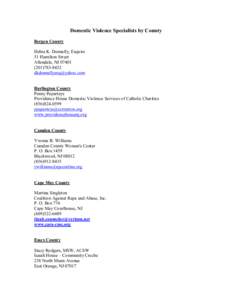 Domestic Violence Specialists by County  Bergen County  Debra K. Donnelly, Esquire  51 Hamilton Street  Allendale, NJ 07401  ([removed]­8432 