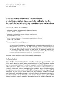 Nonlinear optics / Solitons / Partial differential equations / Fluid dynamics / Gross–Pitaevskii equation / Nonlinear Schrödinger equation / Self-phase modulation / Sine–Gordon equation / Dispersion / Physics / Calculus / Optics