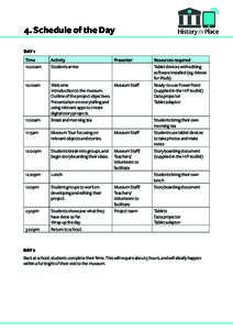 4. Schedule of the Day DAY 1 Time 10.00am  Activity