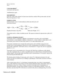 NDA[removed]S-030 Page 3 CYKLOKAPRON® tranexamic acid injection Antifibrinolytic agent