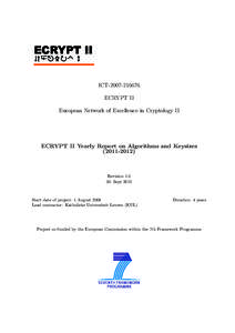 ECRYPT II   ICTECRYPT II European Network of Excellence in Cryptology II
