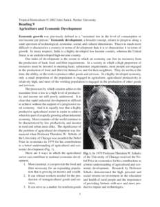 Tropical Horticulture © 2002 Jules Janick, Purdue University  Reading 9 Agriculture and Economic Development Economic growth was previously defined as a “sustained rise in the level of consumption or real income per p