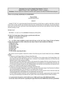 Document: Proposed Rule, Register Page Number: 27 IR 220 Source: October 1, 2003, Indiana Register, Volume 27, Number 1 Disclaimer: This document was created from the files used to produce the official CD-ROM Indiana Reg