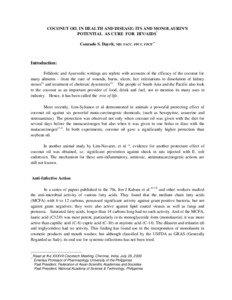 COCONUT OIL IN HEALTH AND DISEASE: ITS AND MONOLAURIN’S POTENTIAL AS CURE FOR HIV/AIDS* Conrado S. Dayrit, MD. FACC. FPCC. FPCP**