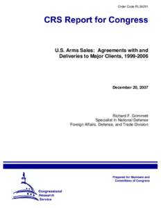 U.S. Arms Sales: Agreements with and Deliveries to Major Clients, [removed]