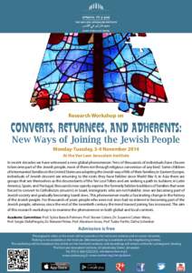 Jewish Culture and Identity  Research Workshop on Converts, Returnees, and Adherents: New Ways of Joining the Jewish People