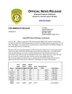 OFFICIAL NEWS RELEASE MISSISSIPPI FORESTRY COMMISSION 660 North St., Suite 300, Jackson, MS[removed]www.mfc.ms.gov