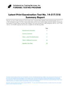 Collaborative Testing Services, Inc  FORENSIC TESTING PROGRAM Latent Print Examination Test No[removed]Summary Report