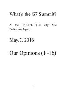 What’s the G7 Summit? At the UST-TSU Prefecture, Japan) (Tsu