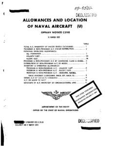 ALLOWANCES AND LOCATION OF NAVAL AIRCRAFT (U)  O P N A V N O T I C E C3110