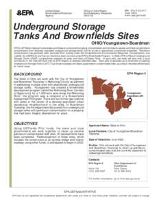 Brownfield land / United States Environmental Protection Agency / Underground storage tank / Boardman /  Ohio / Boardman Township / Youngstown /  Ohio / Superfund / Mahoning County /  Ohio / Brownfield regulation and development / Youngstown metropolitan area / Geography of the United States / Ohio