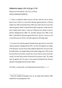 Published in Analysis, 2002, 62 (2), pp[removed]Metaphysical nihilism defended: reply to Lowe and Paseau GONZALO RODRIGUEZ-PEREYRA