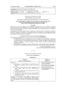 19 December[removed]GOVERNMENT GAZETTE, WA Legislation: Planning and Development Act[removed]s16) Title: DEL[removed]Powers of officers (Hope Valley-Wattleup)