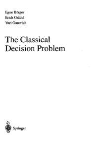 Egon Borger Erich Gradel Yuri Gurevich The Classical Decision Problem