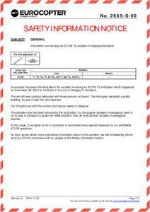 No[removed]S-00  SAFETY INFORMATION NOTICE
