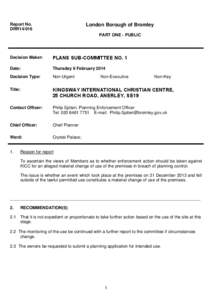 Report No. DRR14/016 London Borough of Bromley PART ONE - PUBLIC