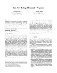 Data-Flow Testing of Declarative Programs Sebastian Fischer ∗ Herbert Kuchen  Department of Computing Science