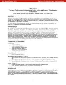 SAS Global ForumSystems Architecture and Administration Paper