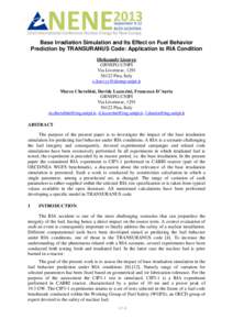 625 Base Irradiation Simulation and Its Effect on Fuel Behavior Prediction by TRANSURANUS Code: Application to RIA Condition