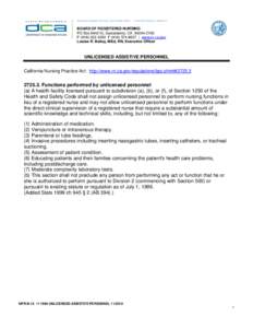 BUSINESS, CONSUMER SERVICES, AND HOUSING AGENCY • GOVERNOR EDMUND G. BROWN JR.  BOARD OF REGISTERED NURSING PO Box[removed], Sacramento, CA[removed]P[removed]F[removed] | www.rn.ca.gov Louise R. Bailey, M
