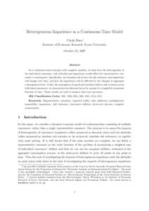 Heterogeneous Impatience in a Continuous-Time Model Chiaki Hara∗ Institute of Economic Research, Kyoto University October 25, 2007  Abstract