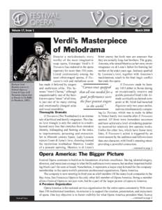 FESTIVAL OPERA Volume 17, Issue 1 Voice March 2008