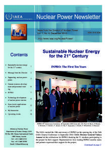 News from the Division of Nuclear Power Vol. 7, No. 4, December 2010 ISSN[removed]http://www.iaea.org/NuclearPower/