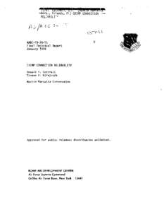 -Gerp., Orlando, Fl.) CRIMP CONNECTION RELIABILITY P^/ft \-h~V RADC-TR-78-15