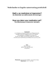 Have you taken your medication yet? The effectiveness of electronic reminders = Heeft u uw medicijnen al ingenomen? De effectiviteit van elektronische herinneringen.