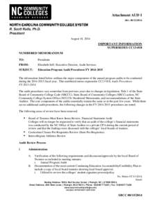 Attachment AUD 1 (Rev[removed]NORTH CAROLINA COMMUNITY COLLEGE SYSTEM R. Scott Ralls, Ph.D. President