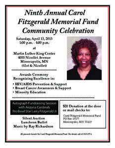 Ninth Annual Carol Fitzgerald Memorial Fund Community Celebration