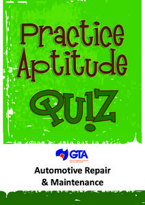 Automotive Repair   & Maintenance  Automotive Repair & Maintenance Practice Aptitude Quiz